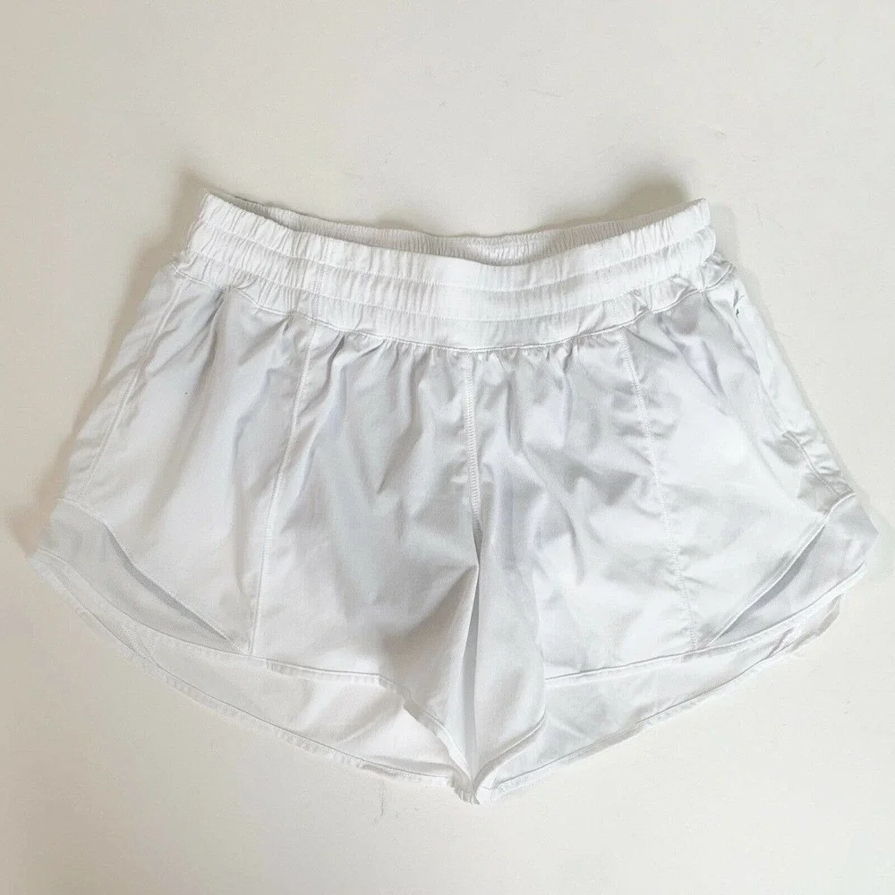 Lululemon Hotty Hot Lined Lr White Athletic Shorts 4” - Picture 4 of 7